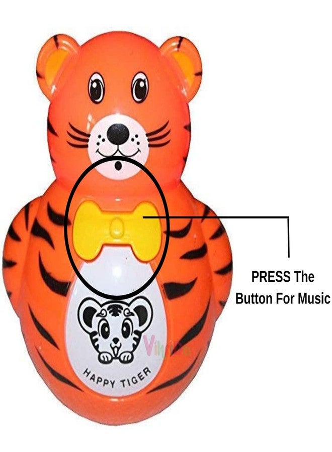 VikriDA Light and Music Tiger Roly Poly Tumbler Doll, Push and Shake Wobbling Bell Sound Musical Rattle Toy for Infants, Toddlers - Image 3